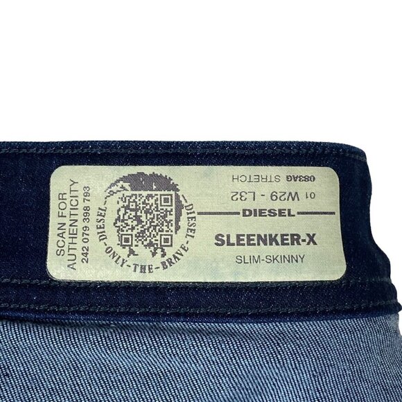 Diesel Sleenker X 083AG Men's Dark Blue Wash Slim Fit Washed Denim Jeans 29 X 32 - Picture 13 of 15